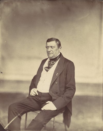 [Siddende mand i hvid vest og mørk frakke], 1850