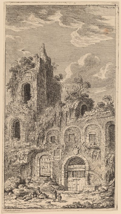 Fragment af den gamle bymur ved San Giovanni Laterano af Franz Edmund Weirotter