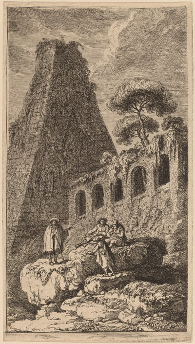 Pyramiden i Sesto nær St. Paulis porte i Rom af Franz Edmund Weirotter