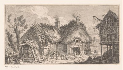Kvinder og børn på en gård Suite de paysages (serietitel) af Franz Edmund Weirotter