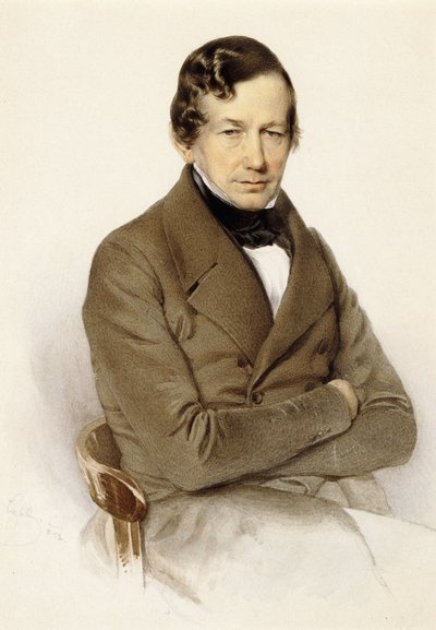 Portræt af Anton Diabelli, siddende halvlængde, 1842 af Franz Eybl