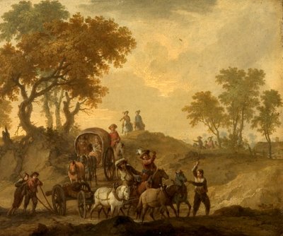 Landskab med bagagevogn af Franz Ferg