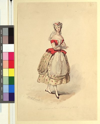 Ida Schuselka-Brüning som bondedatter i »Maria, regimentets datter« af Franz Gerasch
