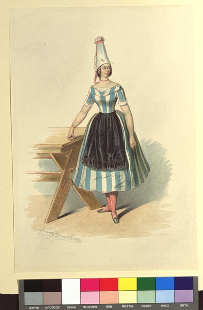 Ida Schuselka-Brüning als französische Bäuerin in "Maria die Tochter des Regiments" af Franz Gerasch