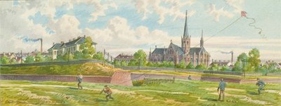 Mellem Westbahn og Mariahilfer-linjen (udsigt over linjevæggen) af Franz Gerasch