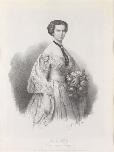 Portræt af kejserinde Elisabeth af Østrig, 1853. af Franz Hanfstaengl