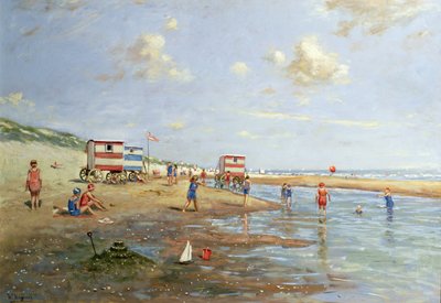Strandscene (olie på lærred) af Franz Helfferich