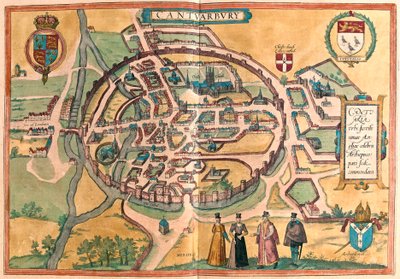 Canterbury, England (gravering af Franz Hogenberg