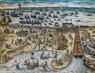 Capture of La Goulette og Tunis af Charles V af Franz Hogenberg