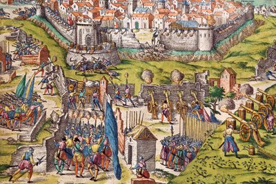 Condes hær belejrer Chartres, marts 1568, gravering af Franz Hogenberg (1535-1590), Frankrig af Franz Hogenberg