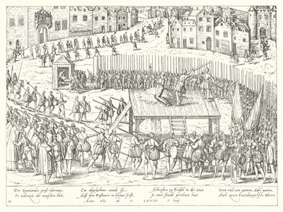 Henrettelse af greverne Egmont og Horn i Bruxelles, 1568 af Franz Hogenberg