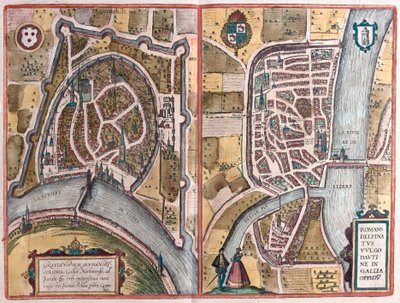Grenoble og Romans sur Ister, Frankrig (gravering af Franz Hogenberg