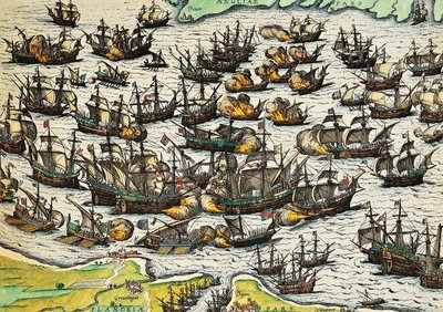 Uovervindelig armada, gravering af Franz Hogenberg (1535-1590), Spanien af Franz Hogenberg
