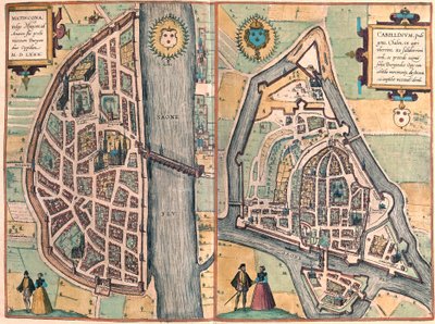 Macon - Chalons sur Saone, Frankrig (gravering af Franz Hogenberg