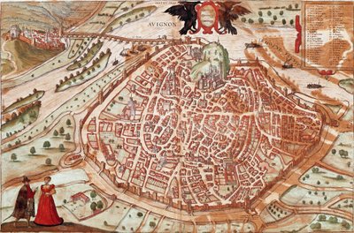 Kort over Avignon - Frankrig (gravering af Franz Hogenberg