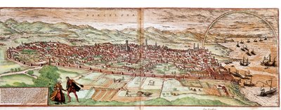 Kort over Barcelona - Spanien (gravering af Franz Hogenberg