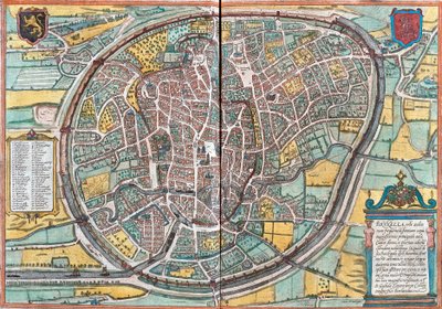 Kort over Bruxelles (Bruxella), Belgien (radering af Franz Hogenberg