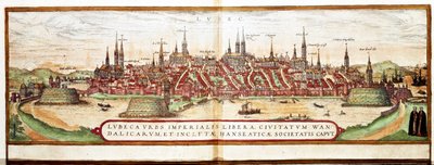 Kort over Lübeck (gravering af Franz Hogenberg