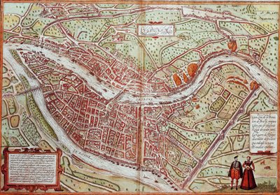 Kort over Lyon - Frankrig (gravering af Franz Hogenberg