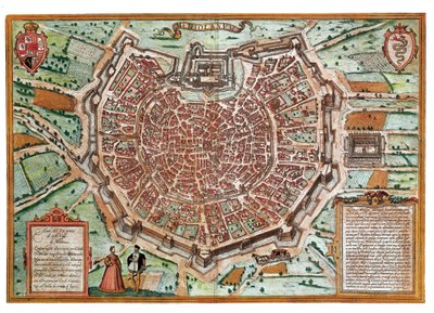 Kort over Milano (gravering af Franz Hogenberg