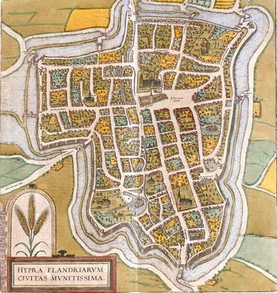 Plan de Ypres (Hypra), Belgien (radering af Franz Hogenberg