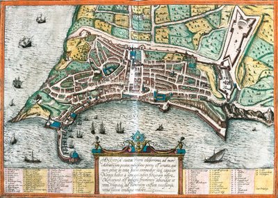 Plan over Ancona (Ancona), Italien (radering af Franz Hogenberg