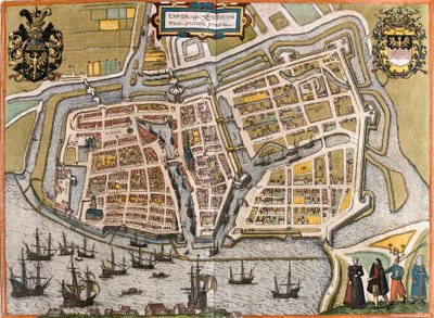 Plan af Emden (Emuda), Tyskland (radering af Franz Hogenberg