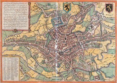 Plan over Gent (Gandauum), Belgien (radering af Franz Hogenberg
