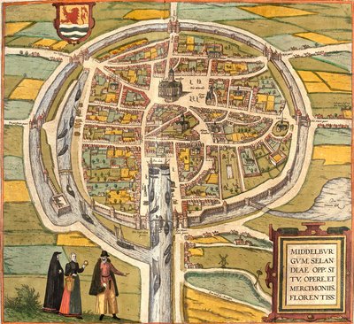 Plan over Middelburg (Middelburgum), Holland (radering af Franz Hogenberg