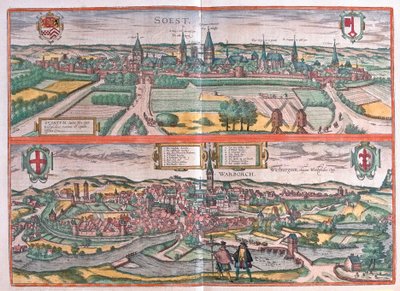 Soest og Warburg, Tyskland (gravering af Franz Hogenberg