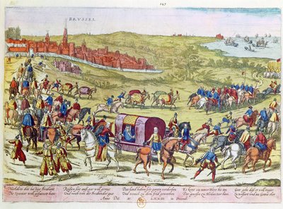 Hertugen af Alba, tilbagekaldt til Spanien og forlod Bruxelles, 1573 af Franz Hogenberg