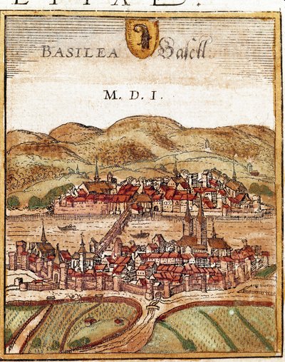 Udsigt over Basel - Schweiz (gravering af Franz Hogenberg
