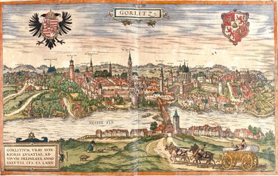 Udsigt over Gorlitz (Gorlitium), Tyskland (radering af Franz Hogenberg