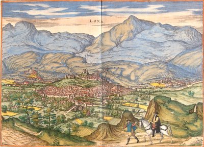 Udsigt over Loja (Loxa), Spanien (radering af Franz Hogenberg