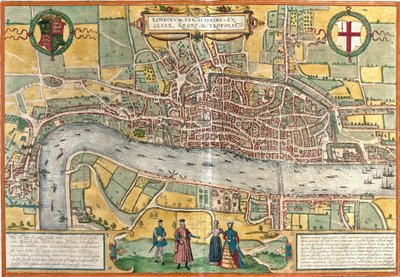 Udsigt over London (Londinum), England (radering af Franz Hogenberg
