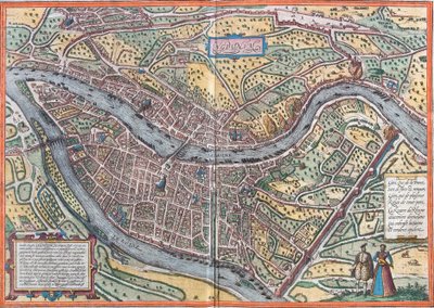 Udsigt over Lyon (Lugdunum), Frankrig (radering af Franz Hogenberg