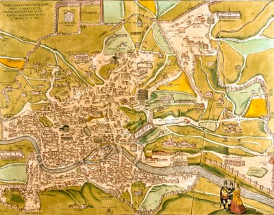 Udsigt over Rom (Romae), Italien (radering af Franz Hogenberg