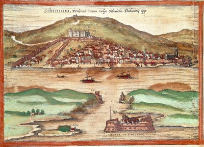 Udsigt over Sibenik (gravering af Franz Hogenberg