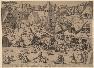 Landsbymesse i Hoboken af Franz Hogenberg after Pieter Bruegel the Elder