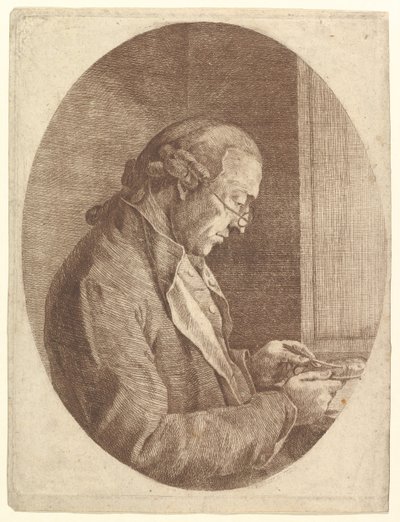 Portræt af en kunstner, der skitserer en portrætminiature, 1799. af Franz Jakob Josef Ignatz von Predl