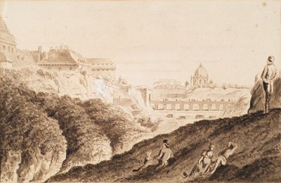 Hofburg med voldgrav, borgport og bro af Franz Jaschke