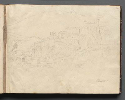 Album med udsigt over Rom og omgivelser, Landskabsstudier, side 02a: Olevano. af Franz Johann Heinrich Nadorp