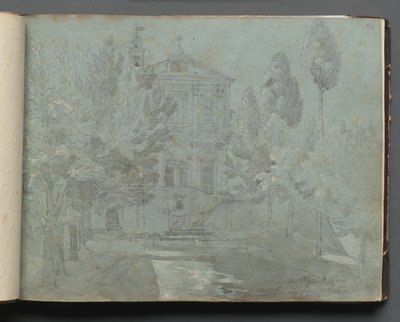 Album med udsigt over Rom og omgivelser, Landskabsstudier, side 05a: "Saint Isidoro" af Franz Johann Heinrich Nadorp
