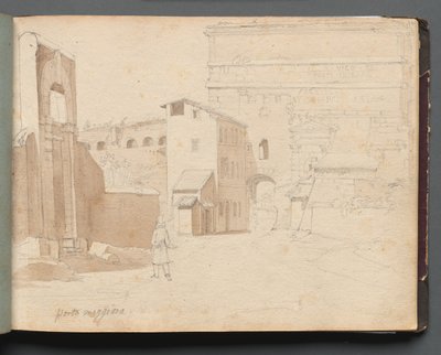 Album med udsigt over Rom og omgivelser, Landskabsstudier, side 11a: Porta Maggiore. af Franz Johann Heinrich Nadorp