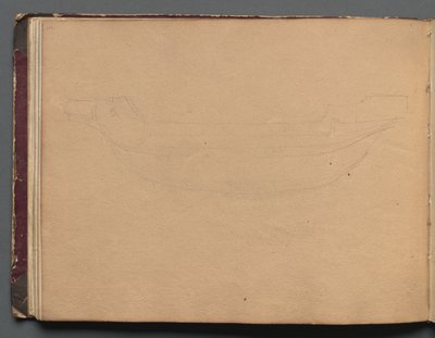 Album med udsigt over Rom og omgivelser, Landskabsstudier, side 19b: Skitse af en båd af Franz Johann Heinrich Nadorp