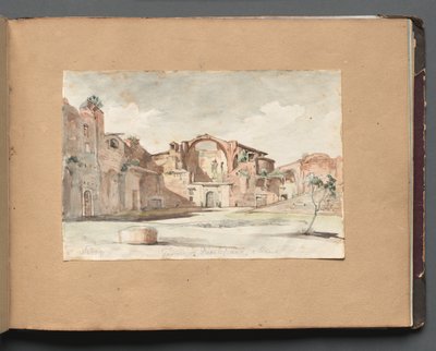 Album med udsigt over Rom og omgivelser, Landskabsstudier, side 22a: "Terme di Diocleziano, Rom" af Franz Johann Heinrich Nadorp