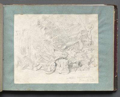 Album med udsigt over Rom og omgivelser, Landskabsstudier, side 24a: I Villa Walkonsky. af Franz Johann Heinrich Nadorp