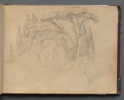 Album med udsigt over Rom og omgivelser, Landskabsstudier, side 29a: Landskabsundersøgelse af Franz Johann Heinrich Nadorp