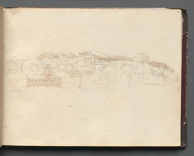 Album med udsigt over Rom og omgivelser, Landskabsstudier, side 30a: Romersk panoramaudsigt af Franz Johann Heinrich Nadorp