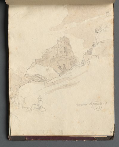 Album med udsigt over Rom og omgivelser, Landskabsstudier, side 33a: Cervera. af Franz Johann Heinrich Nadorp